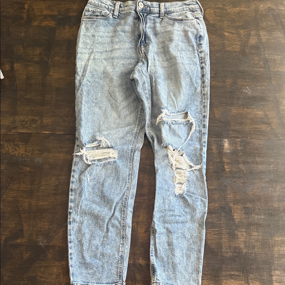 SO Women's Light Blue Distressed Boyfriend Jeans